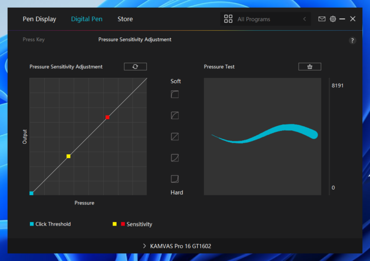 Huion Digital Pen Pressure Sensitivity adjustment