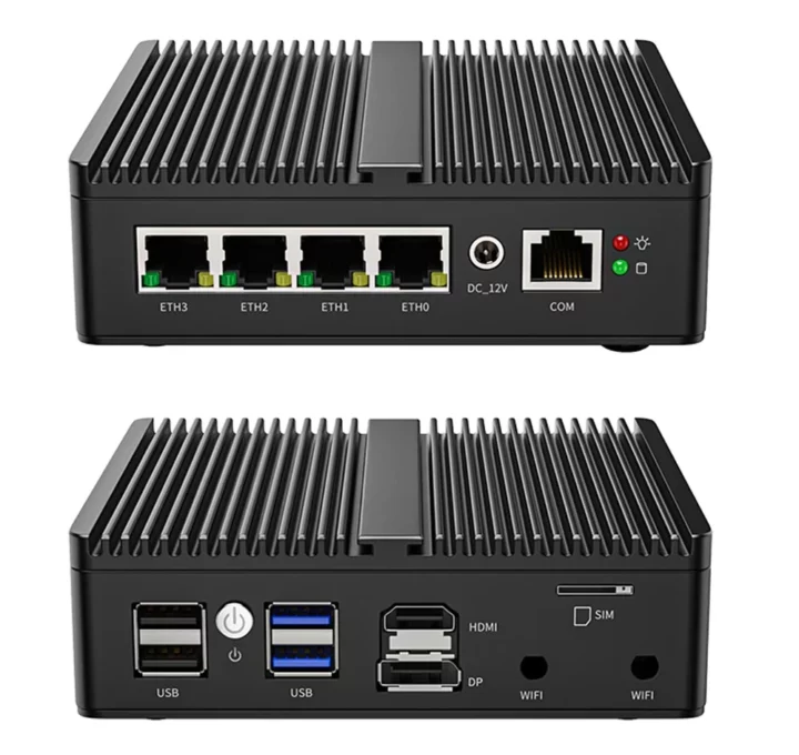 INCTEL N100 2-in-1 mini PC and micro firewall appliance black