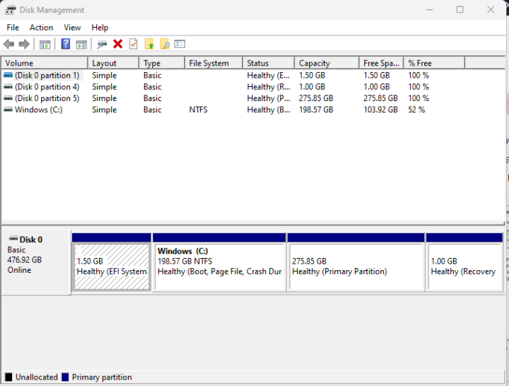 MINIX Z100-0dB Disk Management Dual Boot Windows Linux