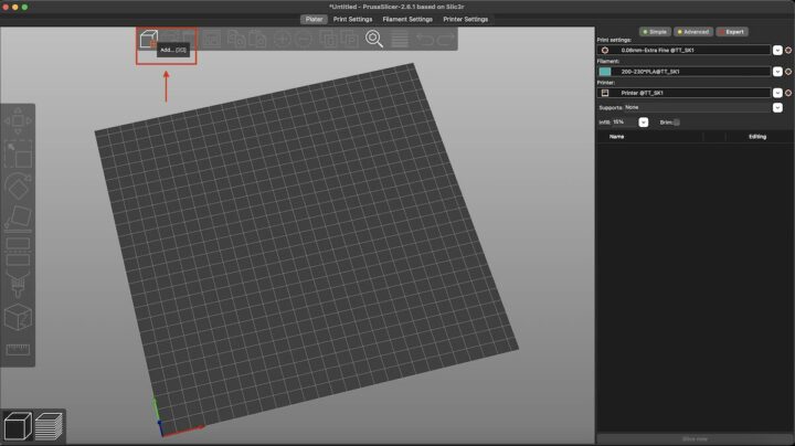 PrusaSlicer Add File Model 3D