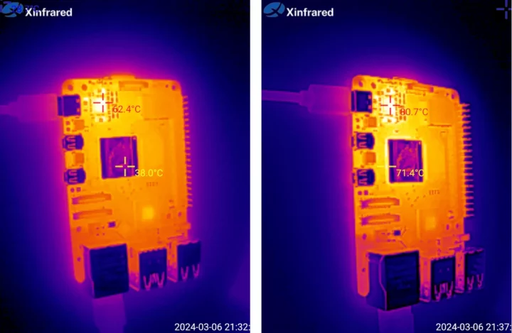 Raspberry Pi 5 stress test thermal image