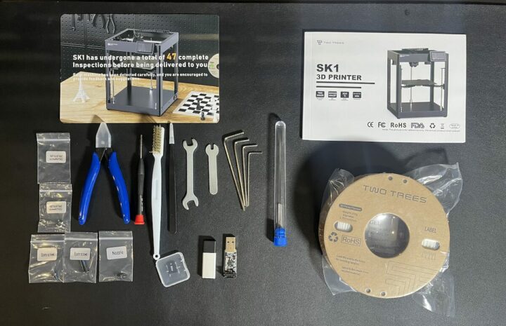 TwoTrees SK1 3D Printer unboxing accessories