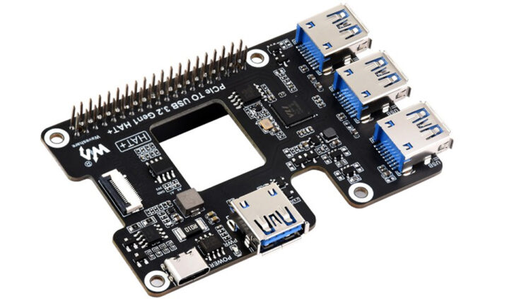 Waveshare's PCIe To USB 3.2 Gen1 HAT for Raspberry Pi 5