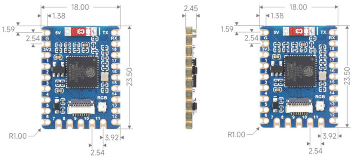 ESP32 S3 Mini Development Board Dimensions