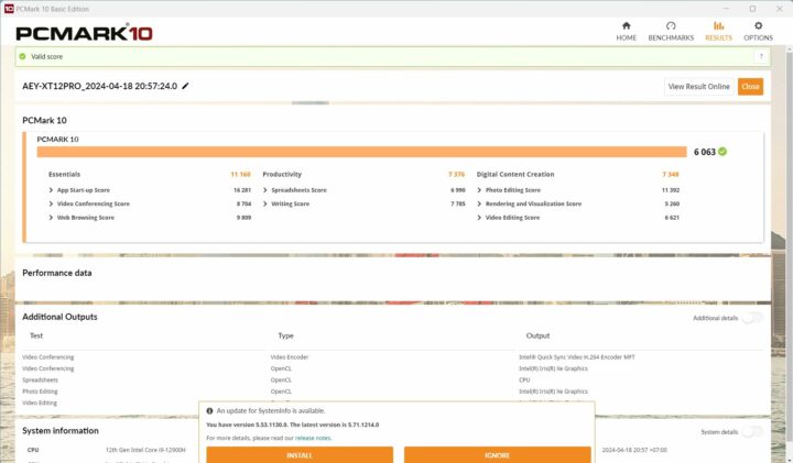 GEEKOM XT12 Pro PCMark 10 benchmark