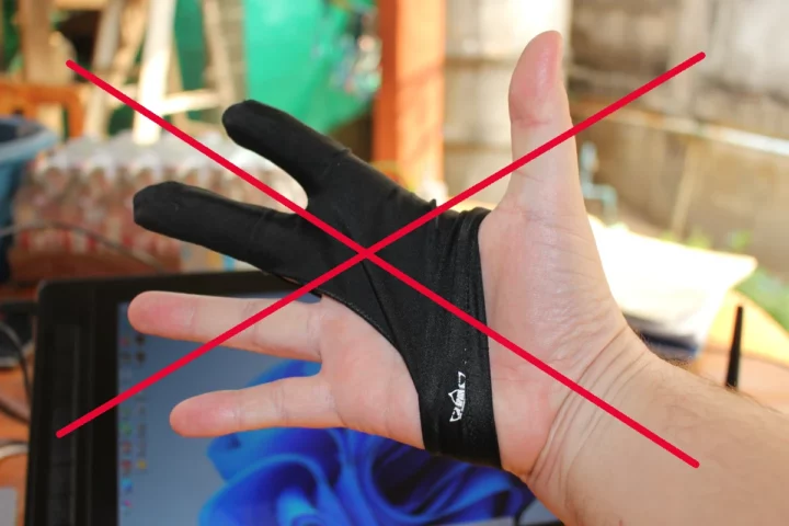HUION screen protection glove wearing it wrong