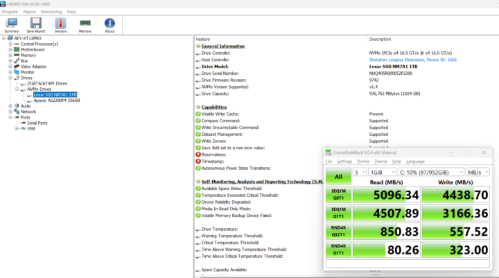 Lexa NM7A1 1TB NVMe SSD CrystalDiskMark