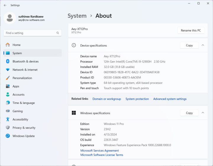 System mini PC Intel Core i9-12900H