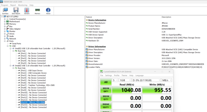 USB 3.2 Type-A speed test front 1