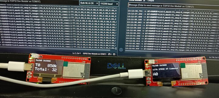 UWB anchor and tag message output using the default Arduino firmware.