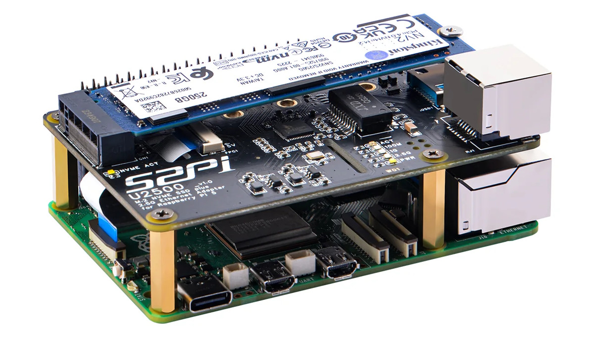 52Pi W01 U2500 USB 2.5G Ethernet+NVME HAT for Pi5