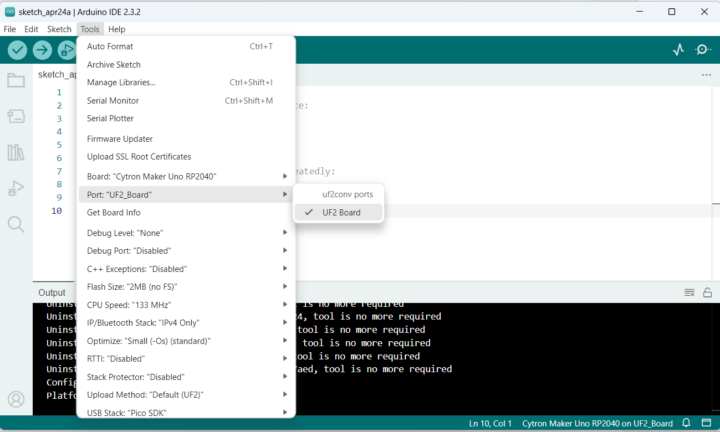 Arduino IDE Cytron Maker UNO RP2040 port