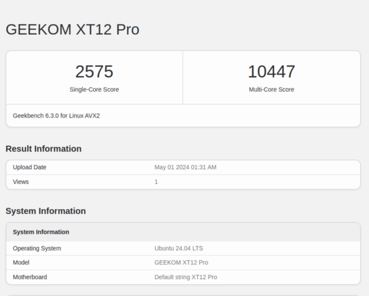 Intel Core i9-12900H CPU Geekbench 6.3.0