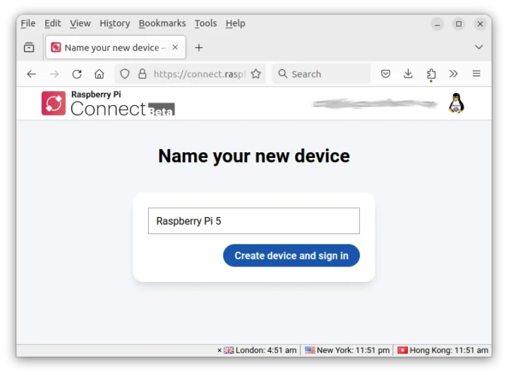 Raspberry Pi Connect name device