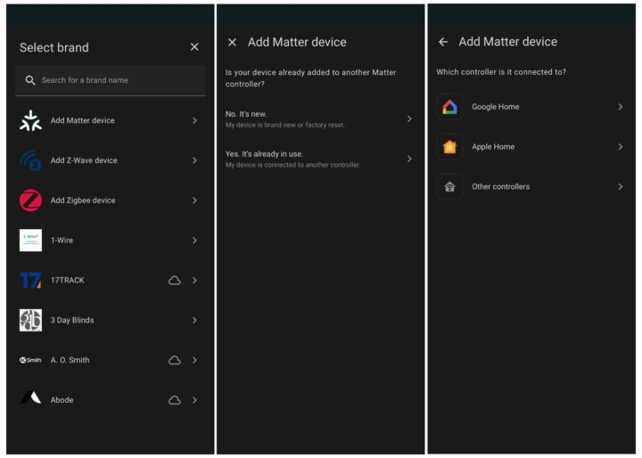Home Assistant Matter integration