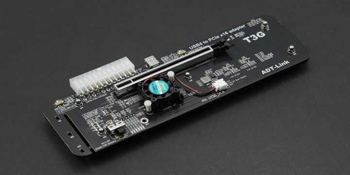 ADT-Link UT3G USB to PCIe Adapter converts USB4 to PCIe x16 with 40 Gbps bandwidth, supporting USB4, TB 3/4, with ASM2464PD controller.