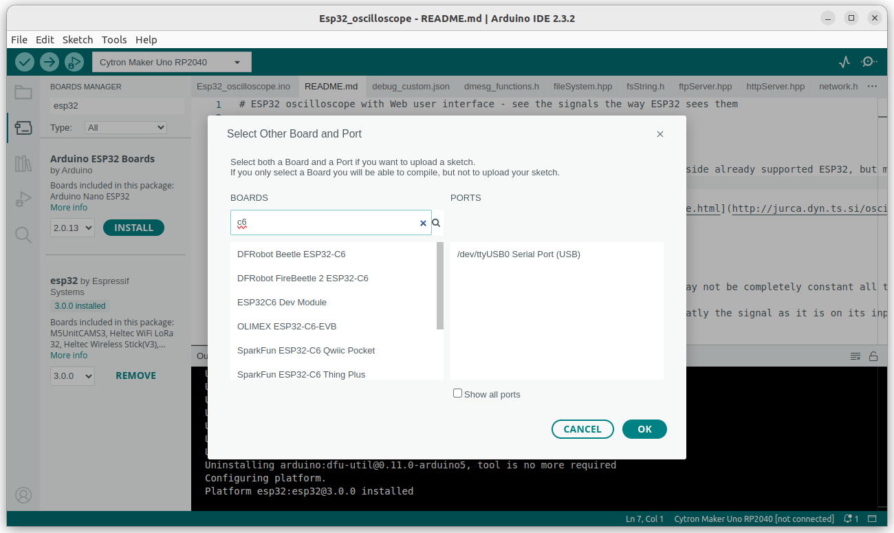 Arduino IDE ESP32-C6 boards