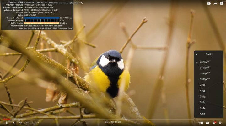 GEEKOM A8 Chrome Linux YouTube 8kp30