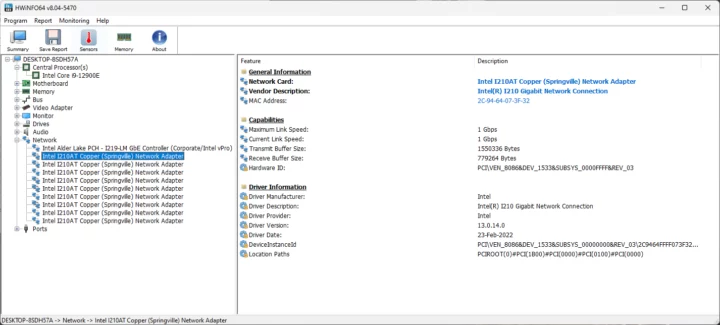 Intel I210AT Gigabit Ethernet controller Windows 11 Pro