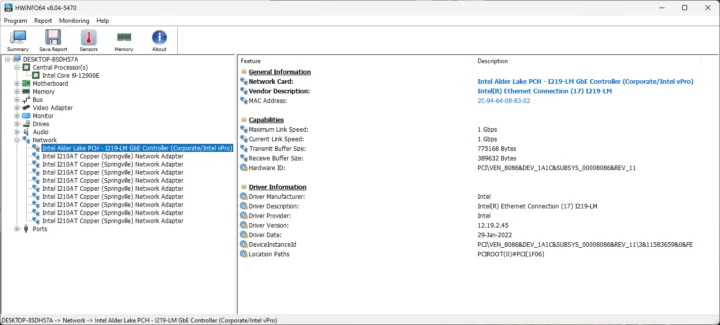 Intel I219 LM GbE controller Windows 11 Pro