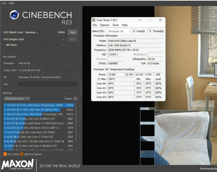LattePanda Mu active cooling cinebench R23