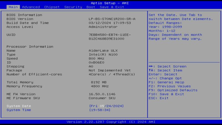 LattePanda mu BIOS