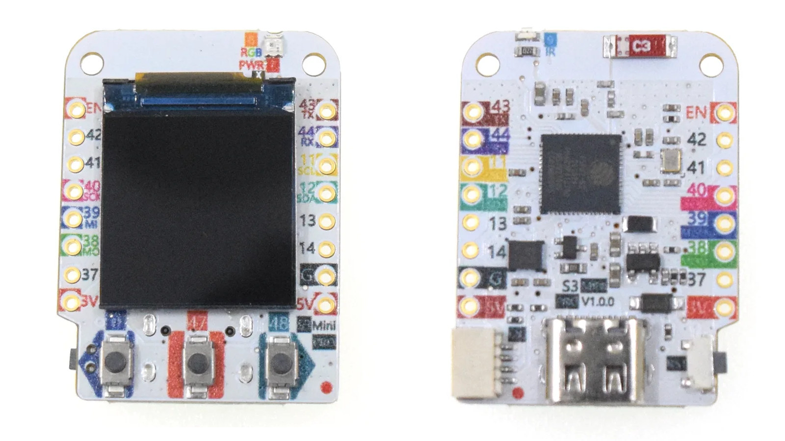 LOLIN S3 Mini Pro multi-color PCB board