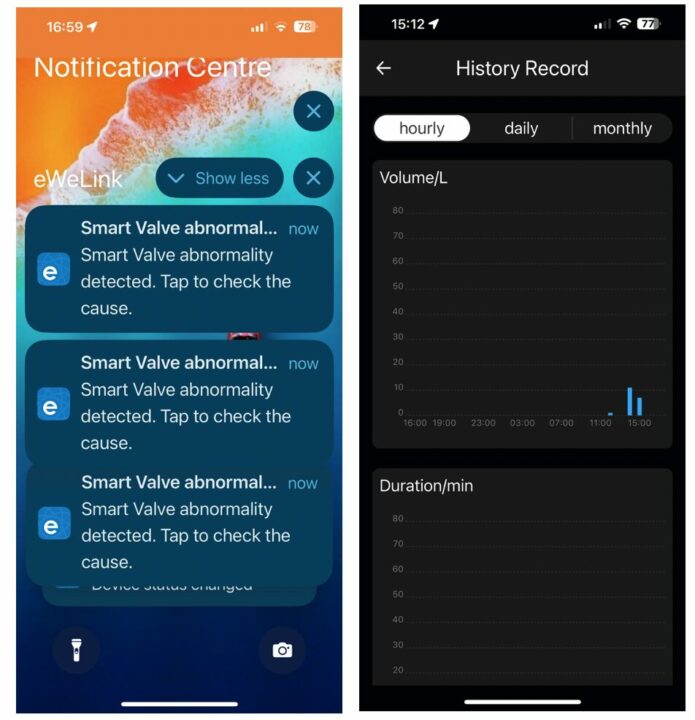 SonoffZBWaterValve AbnomalNotification+HistoricalRecord