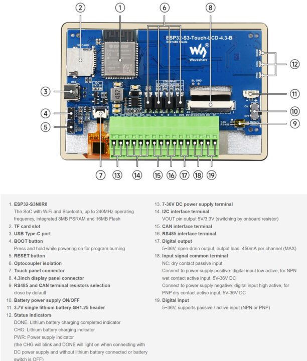 Waveshare ESP32-S3 4.3-inch Touch LCD Development Board