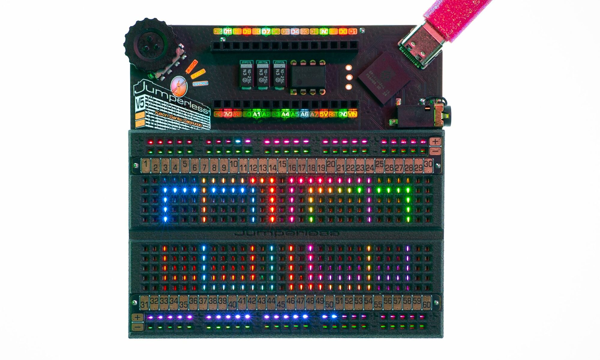 Jumperless V5 programmable breadboard