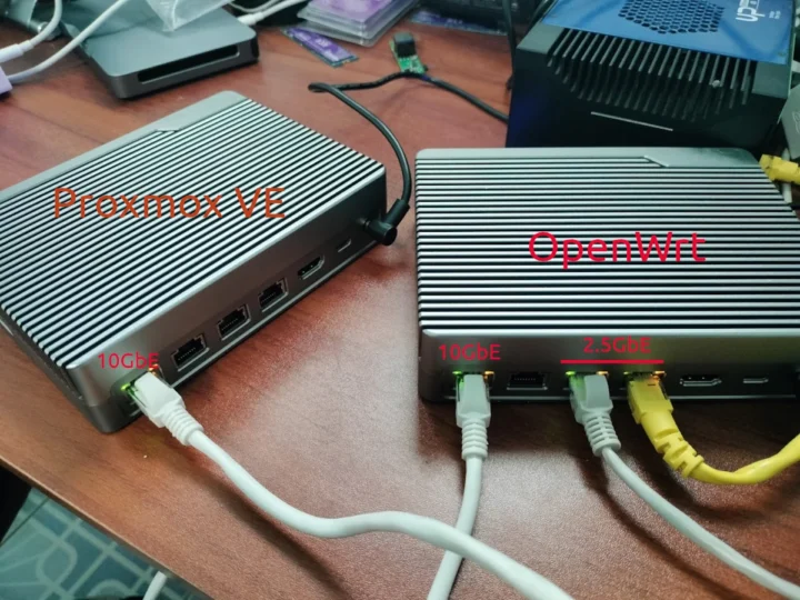 OpenWrt Proxmox VE 10GbE test bed