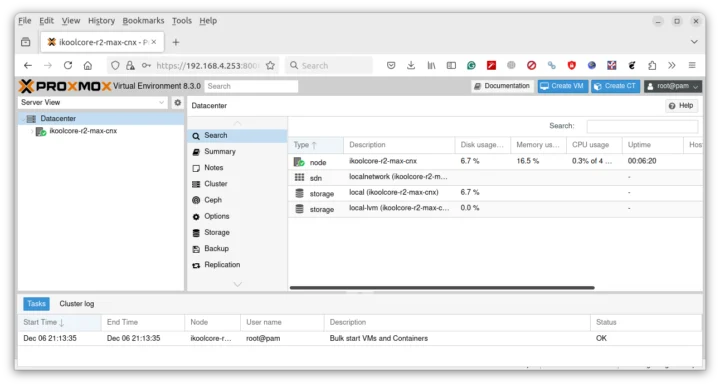 iKOOLCORE R2 Max Proxmox VE Dashboard