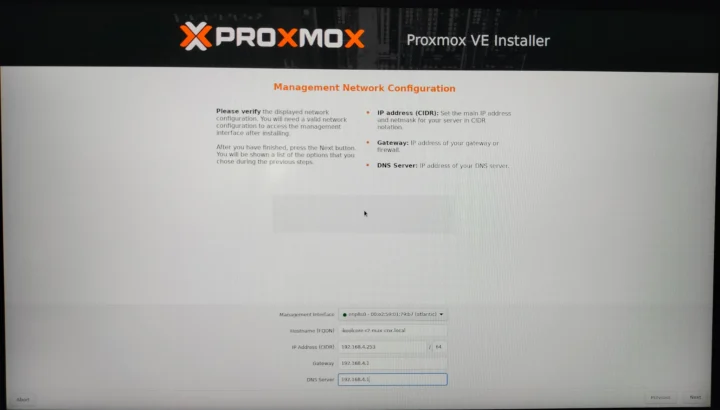 iKOOLCORE R2 Max Proxmox VE Installation FQDN CIRD Gateway