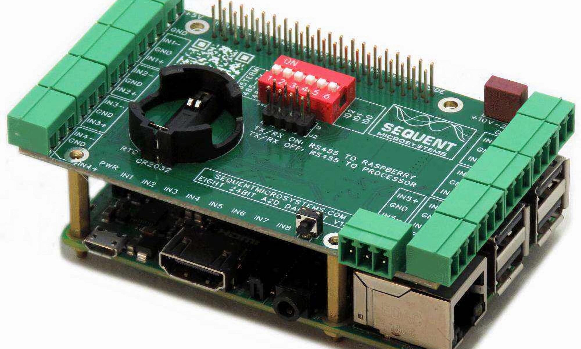 24 bit ADC 8 layer Stackable HAT on Raspberry Pi