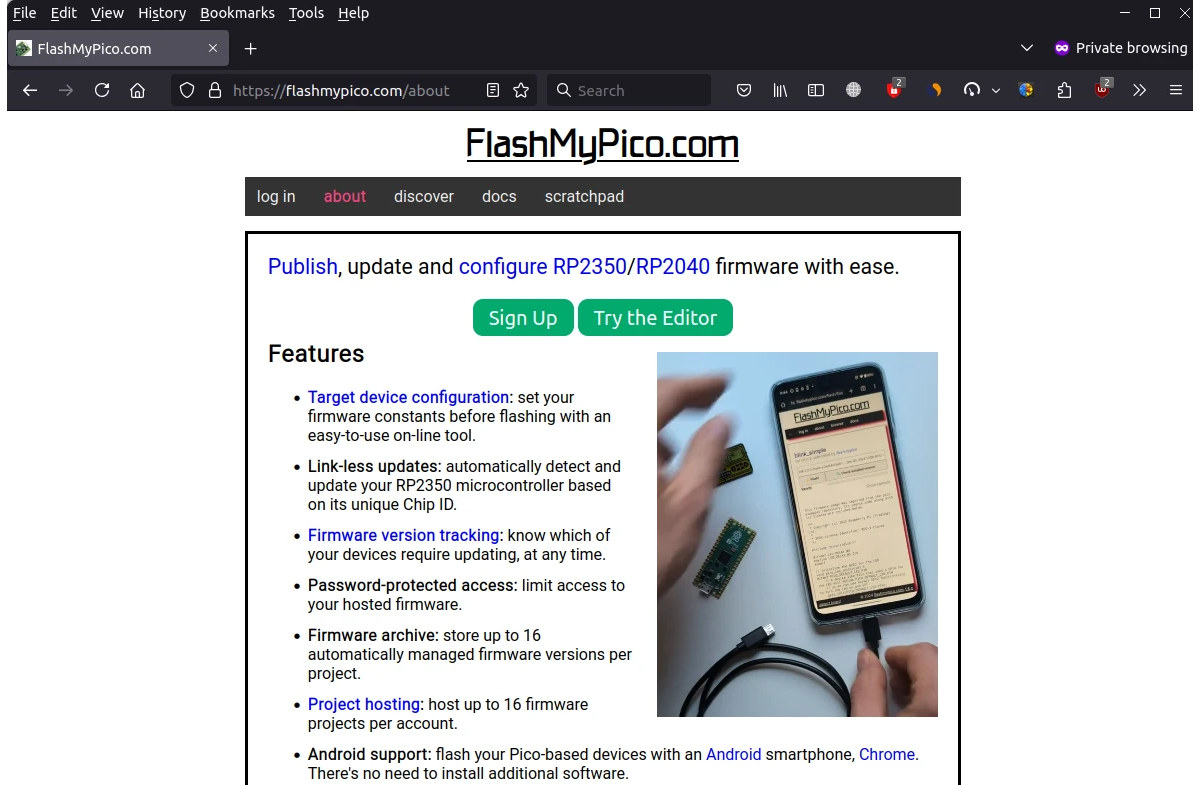FlashMyPico RP2350 web editor