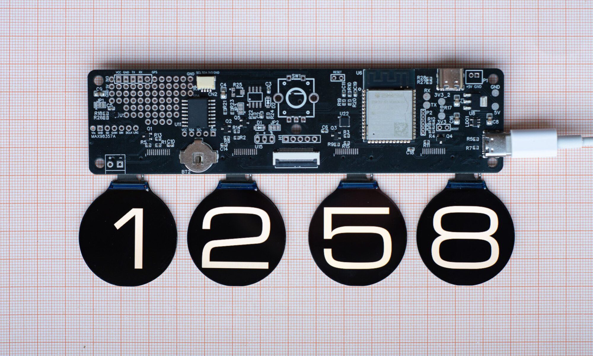 QuadClock ESP32-S3 multi-display clock