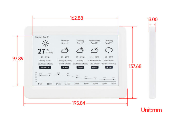 7.5inch NFC Powered e Paper display dimensions
