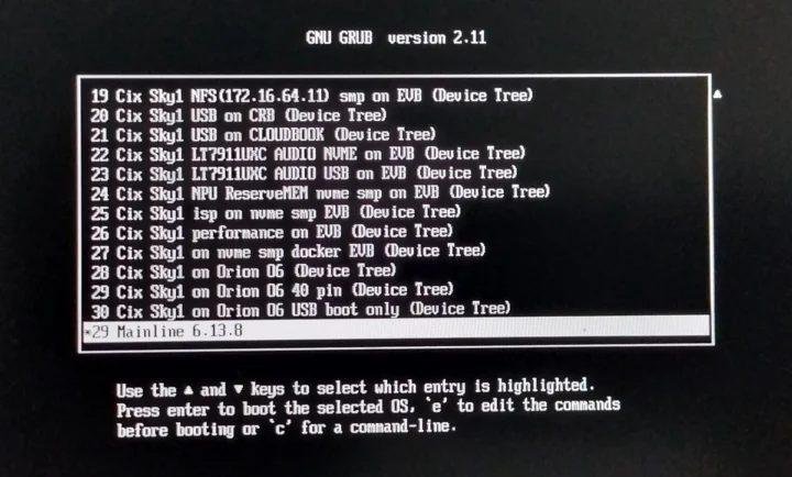 Cix Sky1 Orion O6 Linux 6.13.8 Debian 12