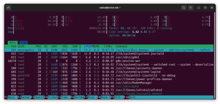 Orion O6 Linux 6.13 mainline idle CPU usage