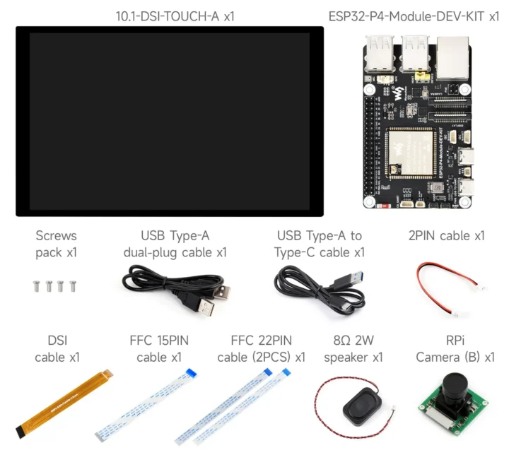 ESP32-P4-Module-DEV-KIT-C package content ESP32-P4-Module-DEV-KIT-C package content