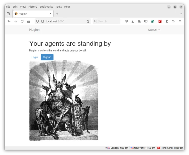 Huginn login interface