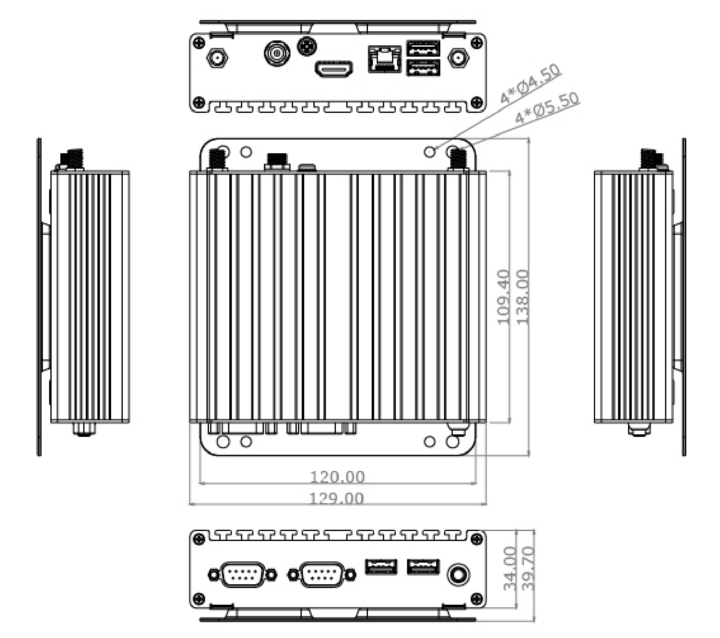 Jetway B420PADN1 box PC Dimension