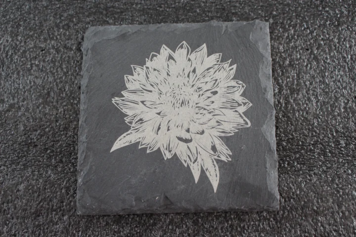 LaserPecker LP5 engraver: Black Stone Slate Coaster with fiber laser