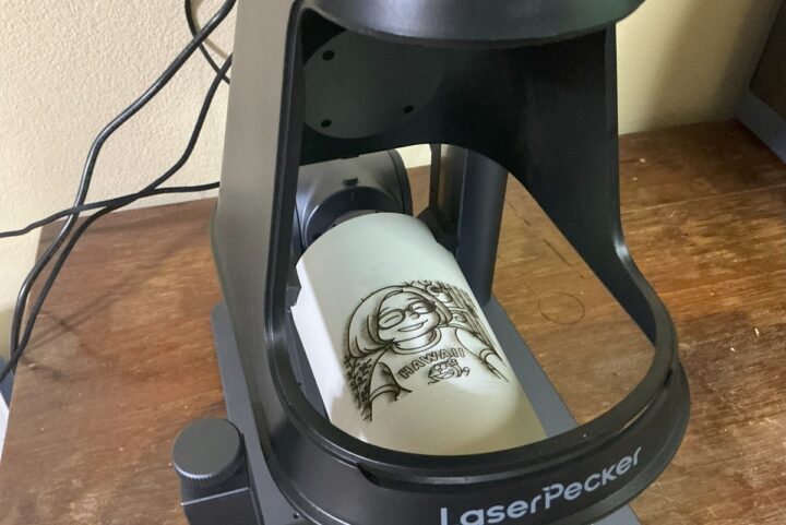 LaserPecker LP5 glass engraving with rotary extension