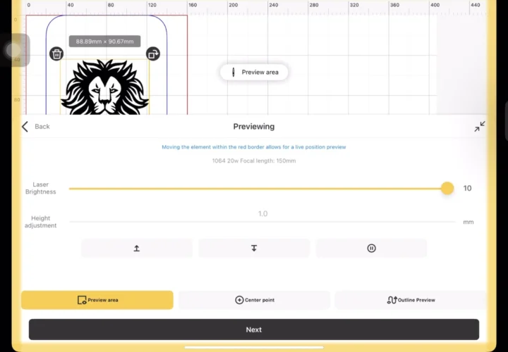 LaserPecker LP5 review App Laser Peacker design space lion preview.jpg