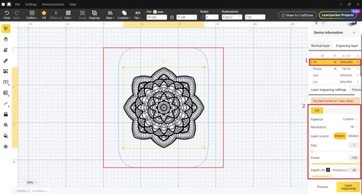 LaserPecker LP5 review LDS software mandala