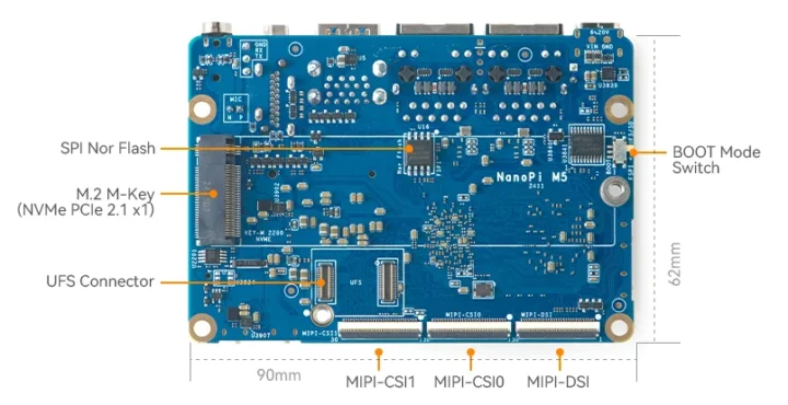 NanoPi M5 M.2 SSD and UFS sockets