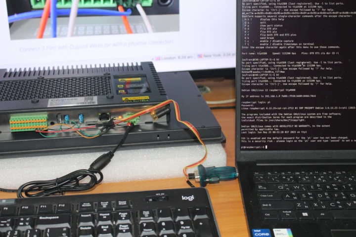RS232 Serial console Raspberry Pi CM5 panel PC