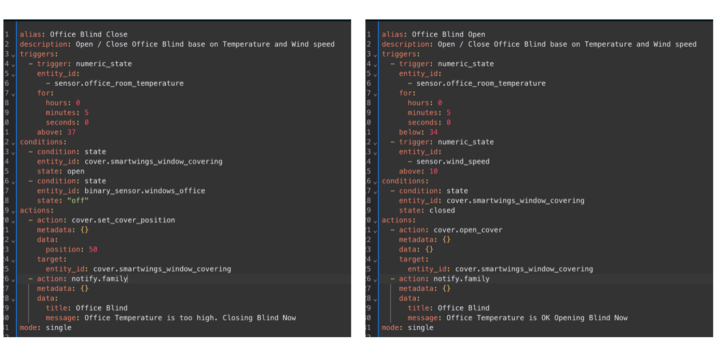 Smartwings Home Assistant automations