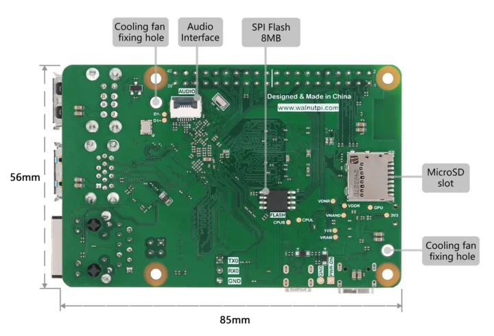 Walnut Pi SBC microSD audio port SPI flash